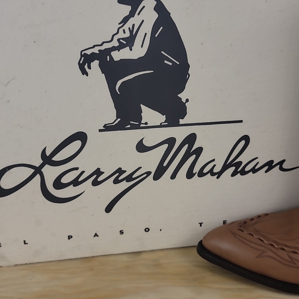 Larry Mahan Vintage Leather Tan Taupe Western Cowboy Cowgirl Boots - Picture 3 of 13